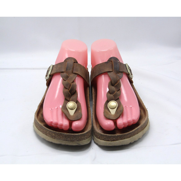 Birkenstock Gizeh Braided Sandals Women's Size EU 37 US 6-6.5 Cognac Brown Thong - Picture 2 of 8